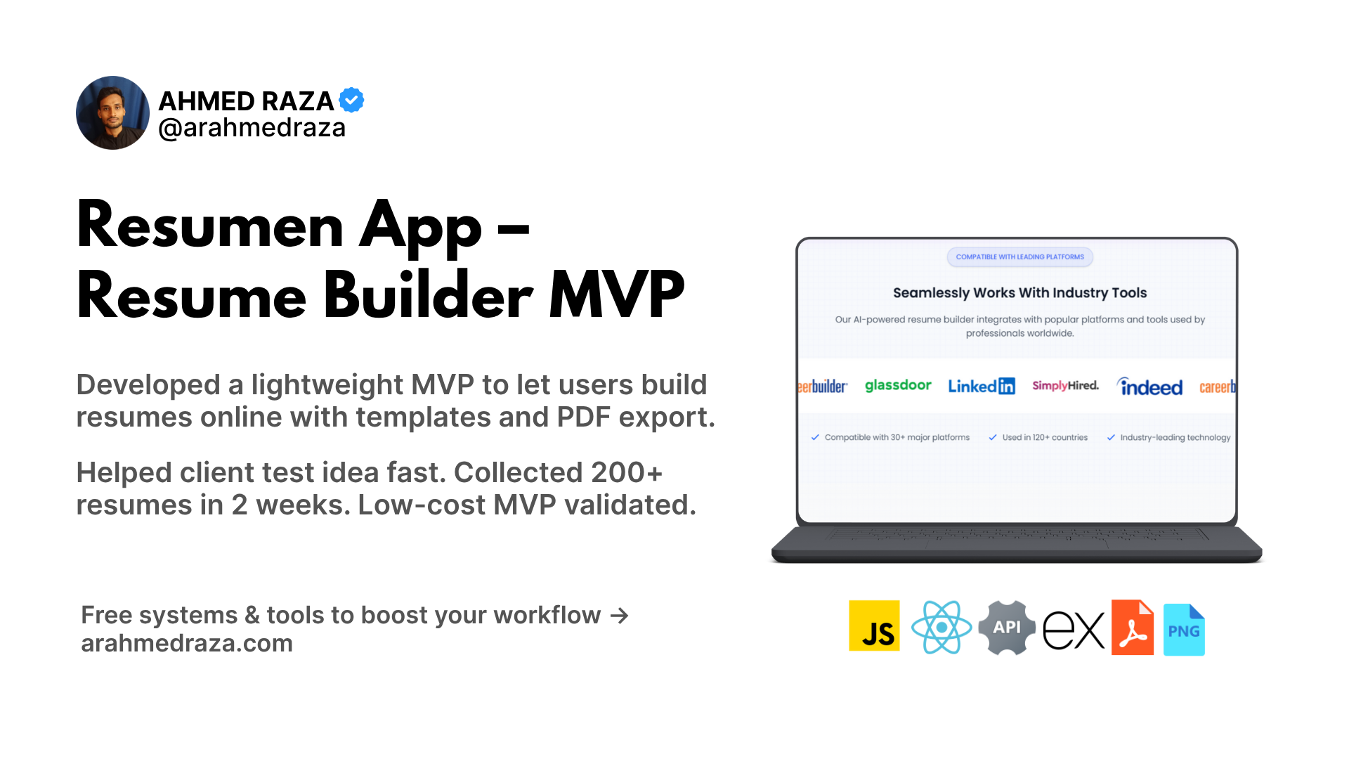 Resumen Resume Builder MVP Screenshot